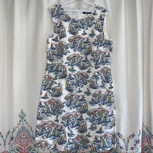 Nine West painterly sailboat linen dress size 14